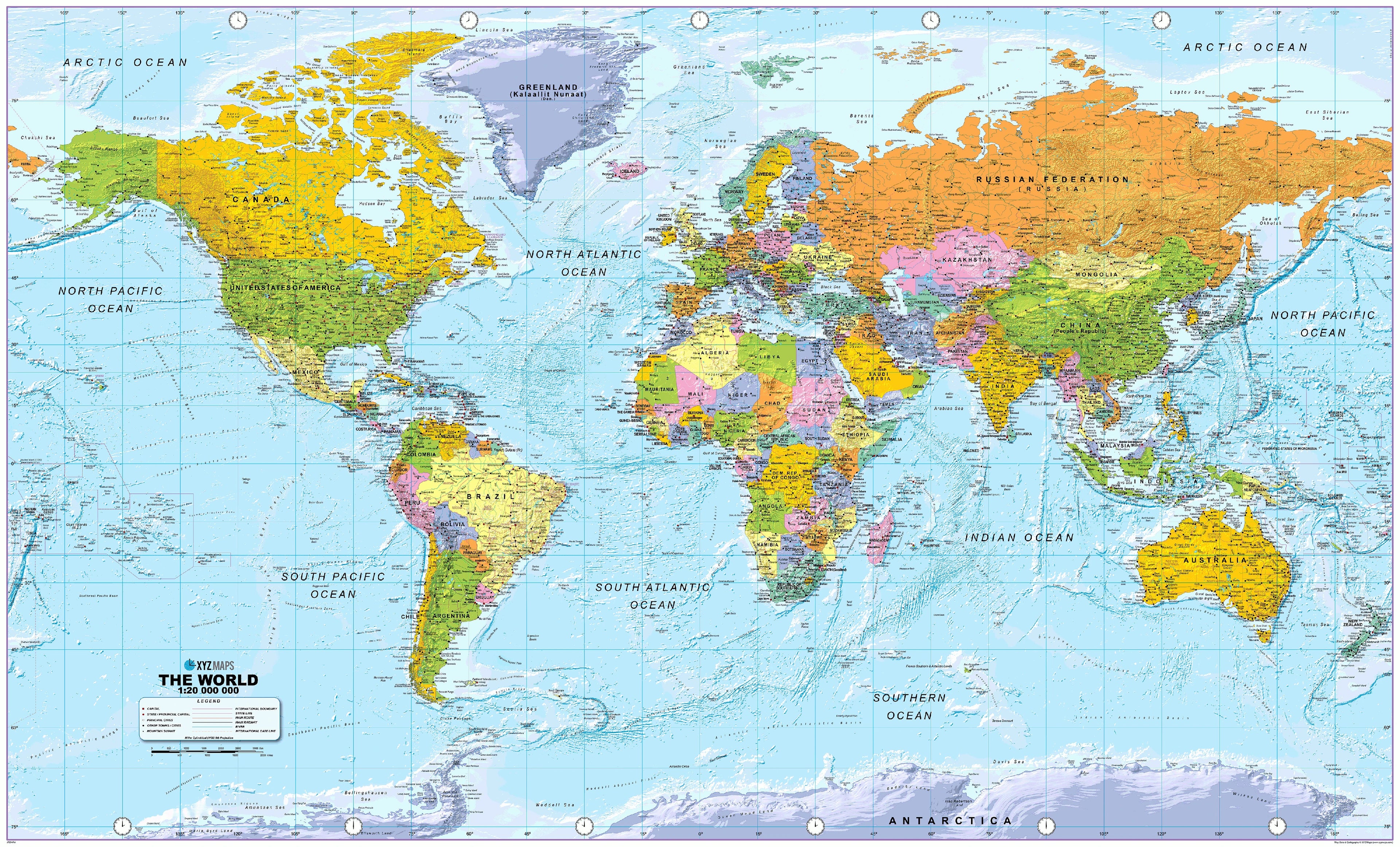 Welt - politisch / englisch (192 x 122 cm / 1:20.000.000)