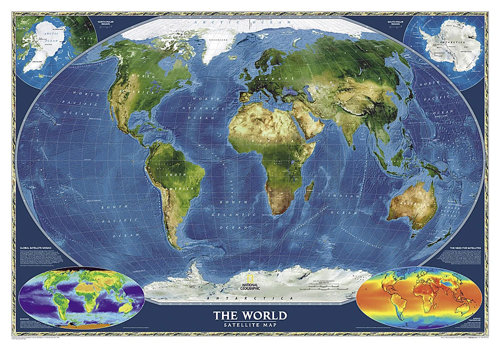 Welt - Satellitenkarte (109 x 76 cm / 1:38.931.000)