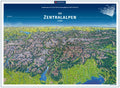 Die Zentralalpen, Le Alpi - Panoramakarte (75 x 55 cm)