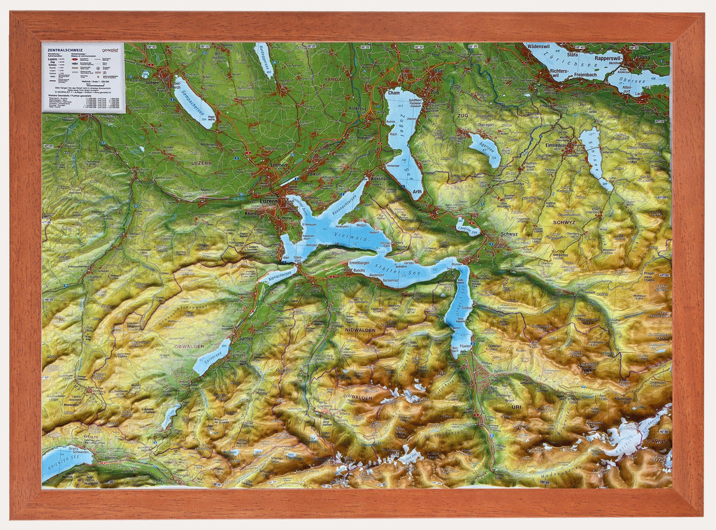 Zentralschweiz - Reliefkarte (39 x 29 cm / 1:200.000)