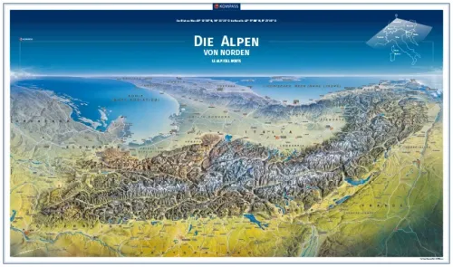 Die Alpen als Panoramakarte