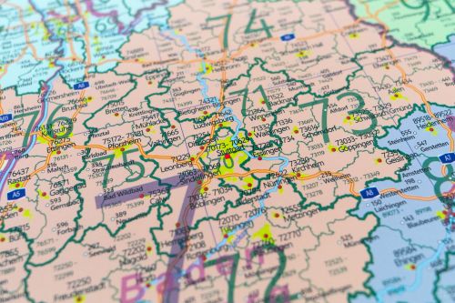 Postleitzahlenregion 7 auf der Postleitzahlenkarte Deutschland
