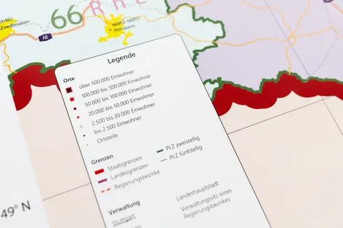 Legende auf der Postleitzahlenkarte