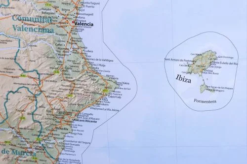 Ibiza auf der Spanienlandkarte