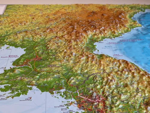 Detailansicht der Reliefkarte von Korea