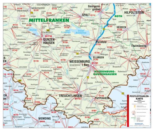 Die Postleitzahlenkarte Landkreis Weißenburg-Gunzenhausen