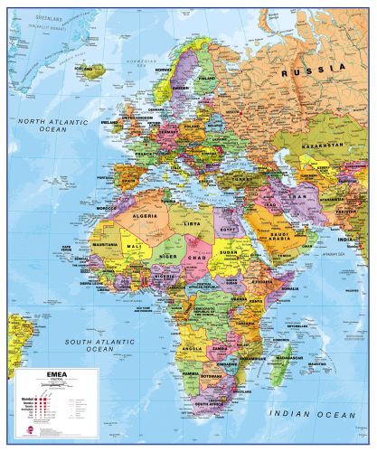 Politische EMEA Landkarte