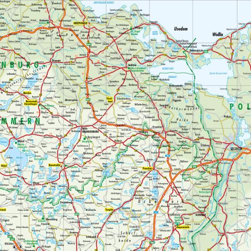 Detailausschnitt der Straßenkarte von Deutschland