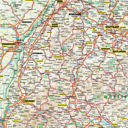 Detailausschnitt der Straßenkarte von Deutschland