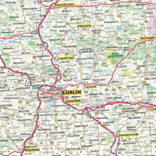 Detailansicht der Straßenkarte von Polen