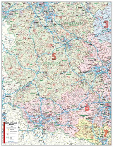 Postleitzahlenkarte von Rheinland-Pfalz und dem Saarland