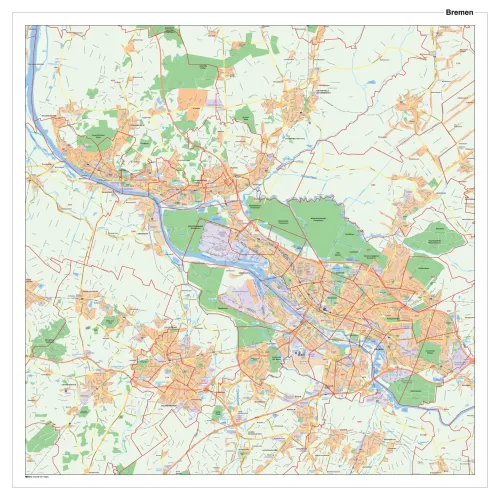 Stadtplan von Bremen mit Postleitzahlen