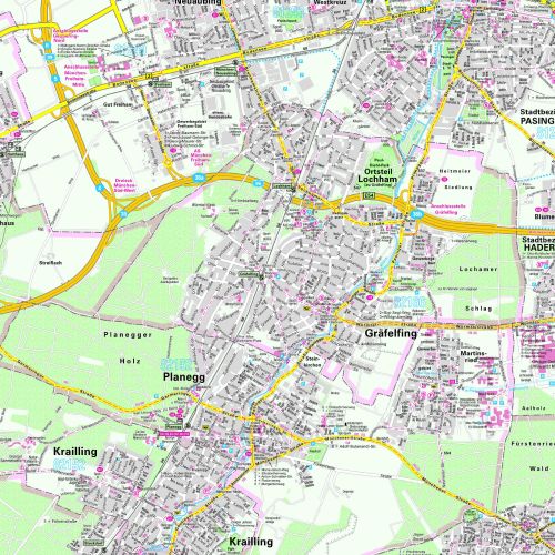 Detailansicht Stadtplan München