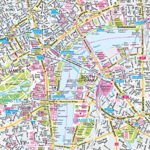 Detailansicht Stadtplan von London