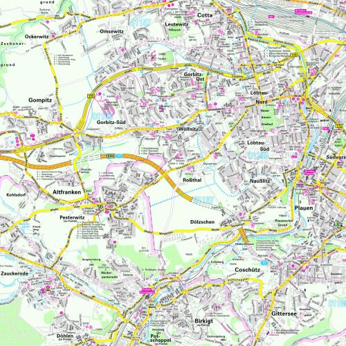 Detailansicht - Stadtplan Dresden