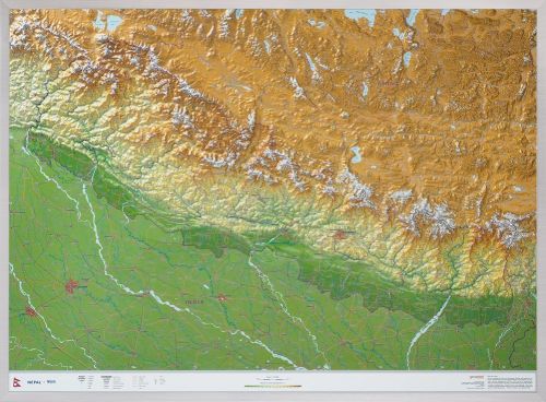 Die Reliefkarte Nepal ungerahmt 77x57x2 cm