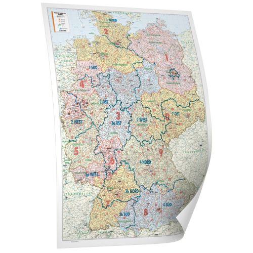 ACNielsen-Gebiete Deutschlandkarte PLZ5 Papierkarte