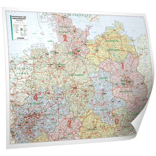 Die PLZ- und Verwaltungskarte von Norddeutschland 150x110 cm in 4 Ausführungen.