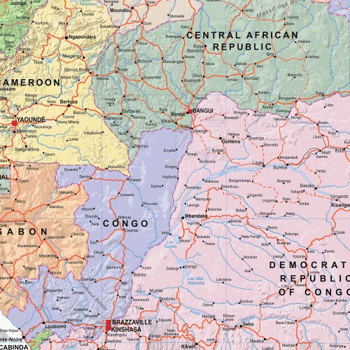 Ansicht der politischen Landkarte von Afrika