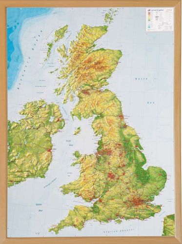 Die Reliefkarte Großbritannien Holzrahmen 77x57cm