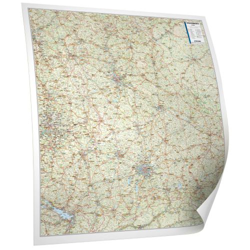 Die Bayern Straßenkarte PLZ 5-stellig (110x114 cm) als Papierkarte