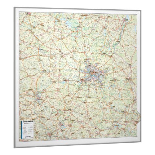 Die Brandenburg Berlin Straßenkarte PLZ 5-stellig (108x108 cm) gerahmt