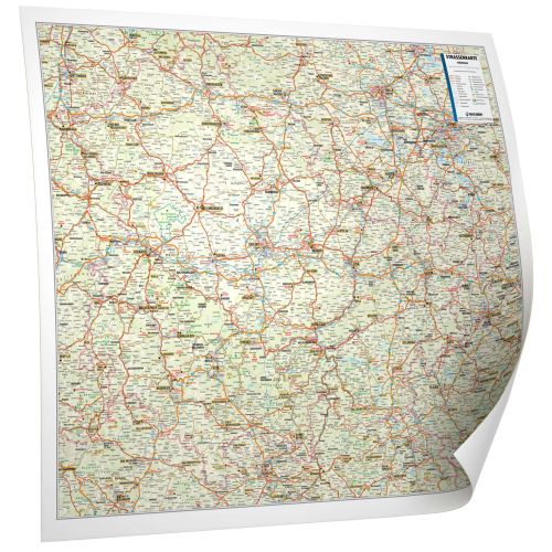 Thüringen Straßenkarte PLZ 5-stellig (112x94 cm) papier gerollt