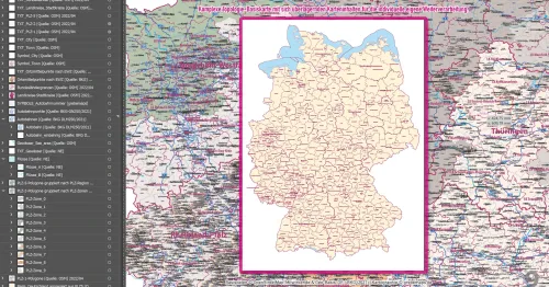 Zweifarbiger Landesumriss Deutschlands mit Einzeichnung der einzelnen Bundesländer.