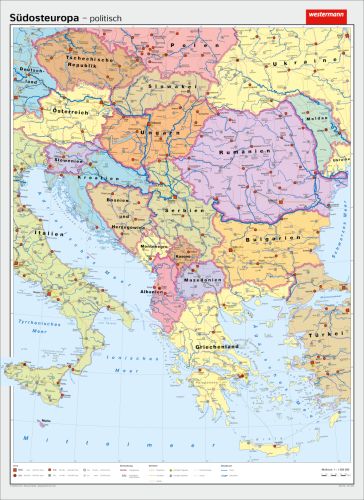 Politische Landkarte von Südosteuropa
