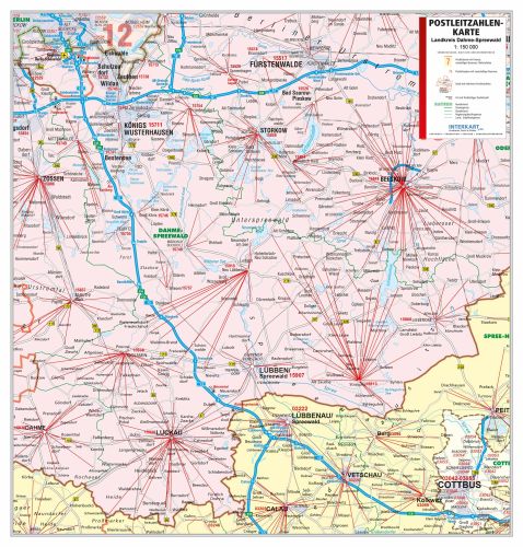 Die Postleitzahlenkarte Landkreis Dahme-Spreewald