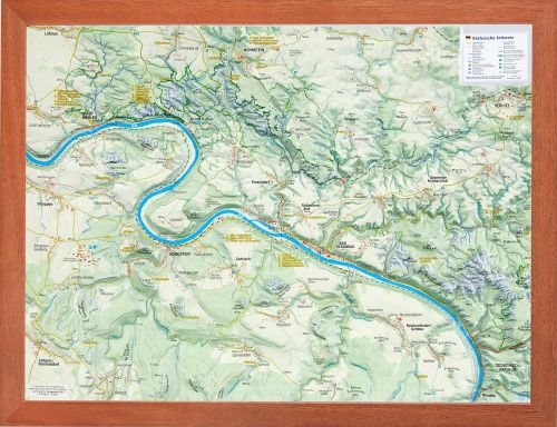 Sächsische Schweiz als Reliefkarte mit Rahmen