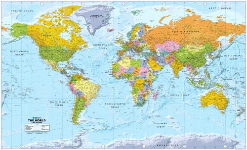 Weltkarte im XXL Format (englische Sprache)