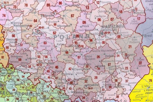 Polen mit Postleitzahlen