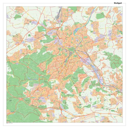 Postleitzahlenkarte von Stuttgart