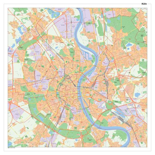 Stadtplan von Köln mit Postleitzahlen