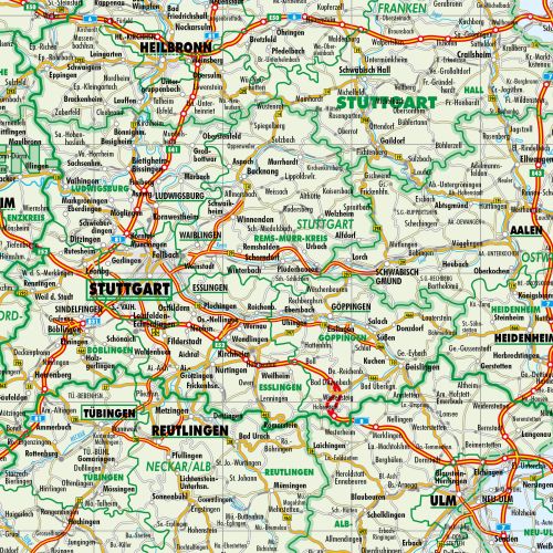 Preview: Detailansicht der Verwaltungskarte von Süddeutschland