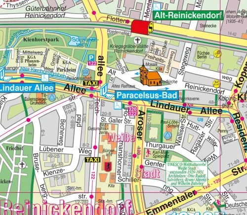 Detailansicht der Landkarte von Berlin Reinickendorf
