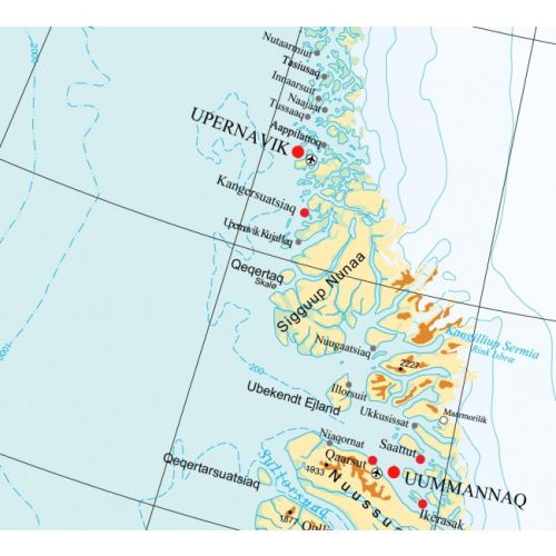 Ausschnitt aus der Grönland Landkarte