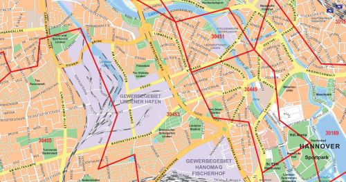 Preview: Postleitzahlengrenzen auf der Hannoverkarte