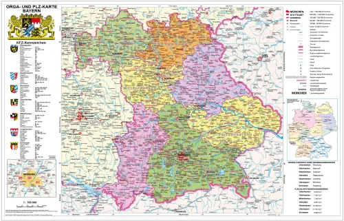 politische Postleitzahlen Karten von Bayern