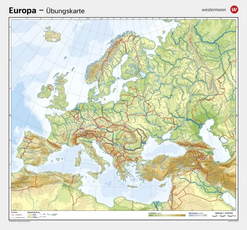 Die stumme Karte von Europa für Schulen und Universitäten