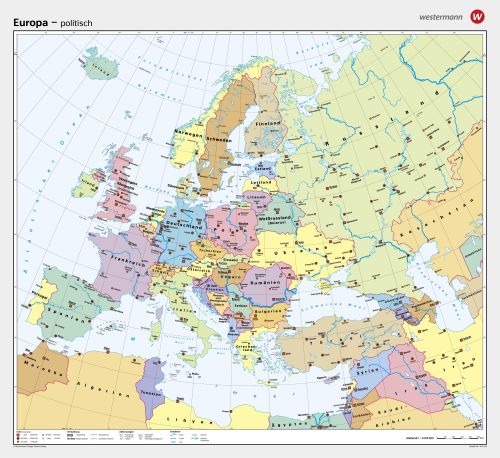 Die politische Schulwandkarte von Europa