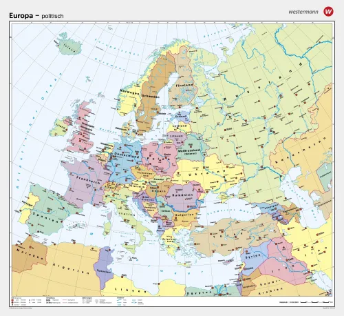 Die politische Schulwandkarte von Europa