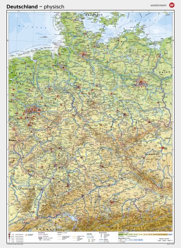 Physische Schulkarte von Deutschland