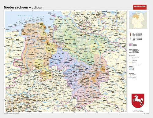 Preview: Niedersachsen als politische Schulwandkarte