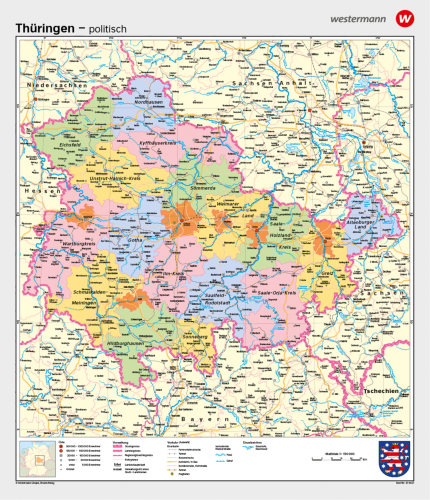 Preview: Thüringen als politische Schulwandkarte