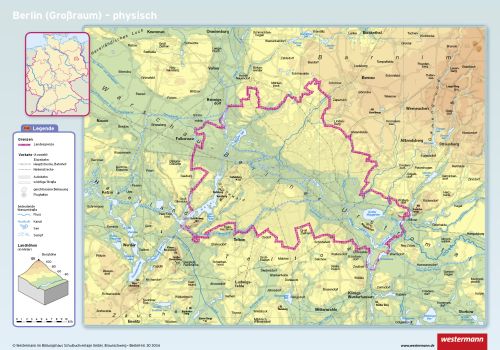 Posterkarte von Berlin physisch