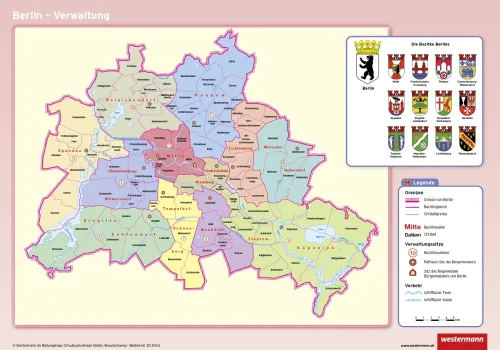 Posterkarte von Berlin politisch