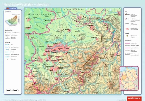 Physische Landkarte von NRW