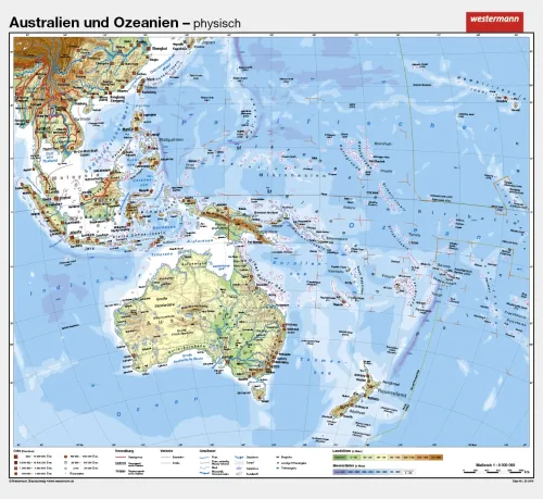 Schulwandkarte von Australien / physisch
